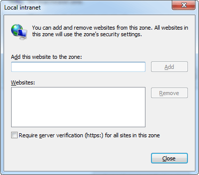 Local Intranet Add Site To Zone